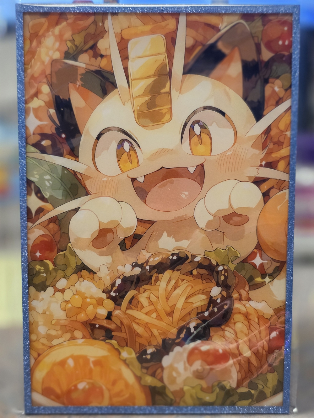 Pokemon Meowth Surrounded By Food Art Board